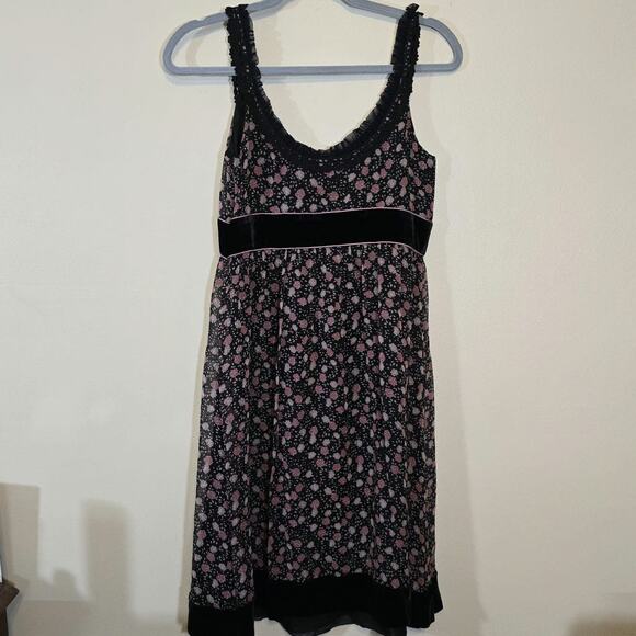 Cynthia Steffe Women's Silk Floral Fit and Flare Dress with Velvet Trim Size 4 - Picture 2 of 9
